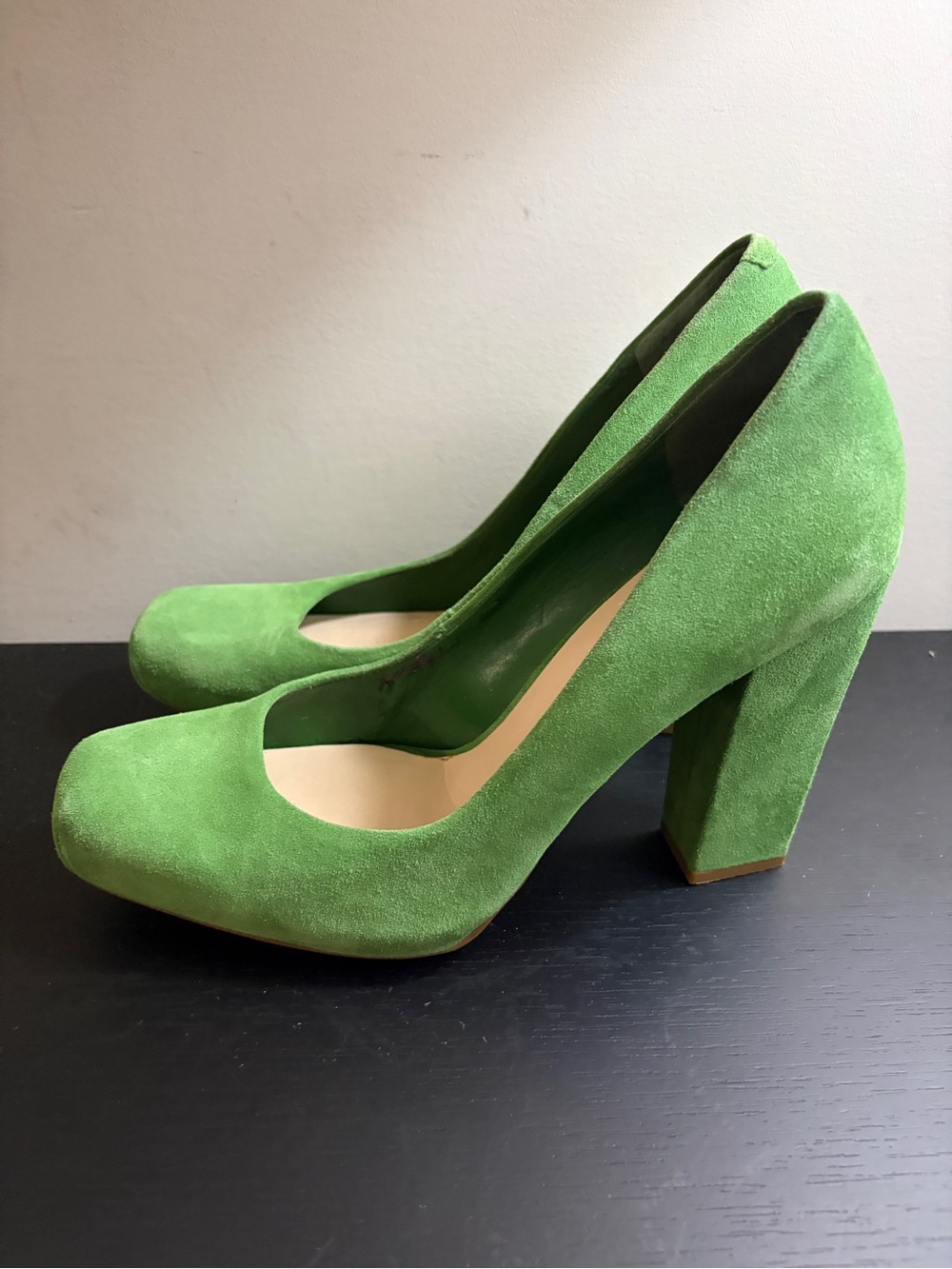 Nine West Green Suede Block Heel Pumps